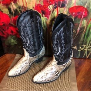Cowboy Boots Python Leather Black Tab Brown 8.5EW